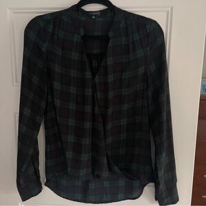 Classic & Chic Plaid Blouse in Navy, Dark Green & Black